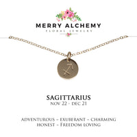 Sagittarius Zodiac Necklace in Gold Fill
